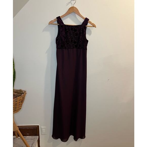 Womens Y2K Velvet Burnout Arianna By Rachel Kaye A-Line Maxi Dress Size 4 Formal - Picture 4 of 9